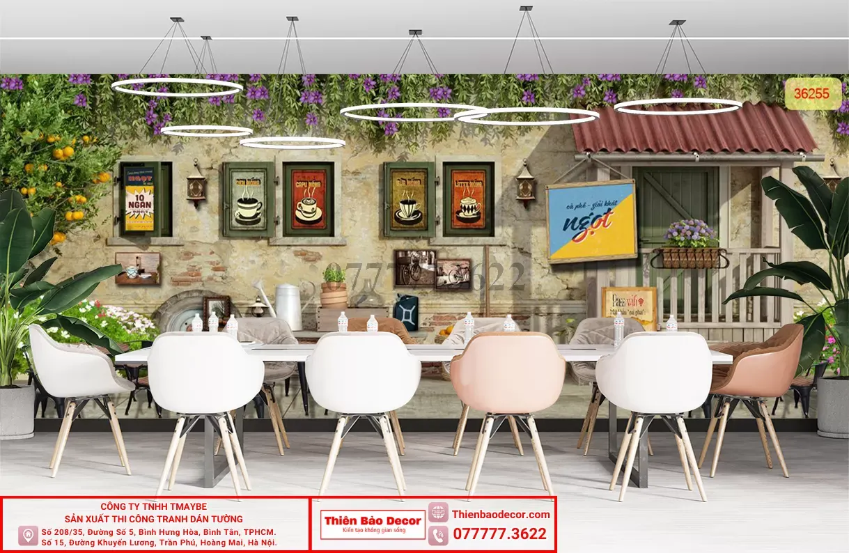 Tranh dán tường quán cafe : 5 bí quyết chọn tranh dán tường cafe để thu hút khách hàng