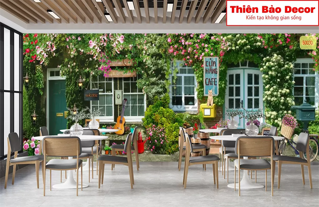 Giấy dán tường trang trí quán cafe : Tạo điểm nhấn độc đáo và bắt mắt trong không gian quán