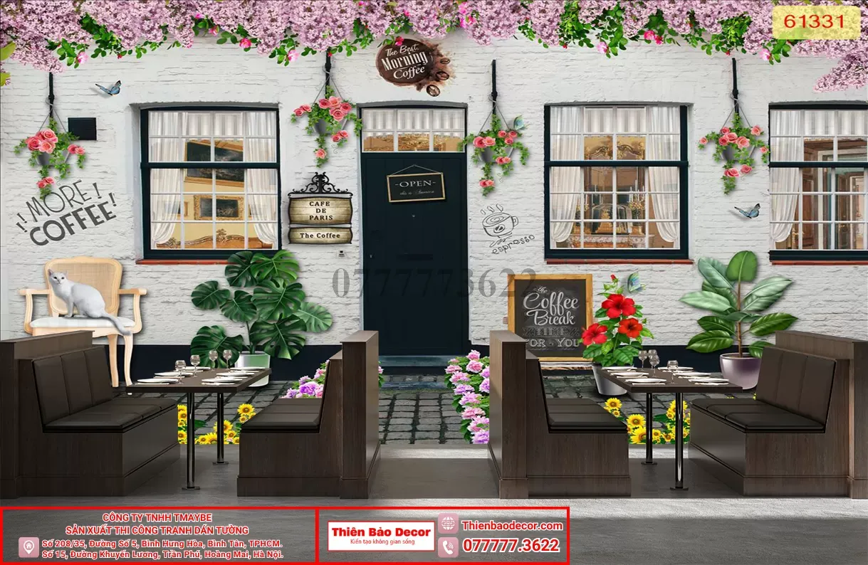 Giấy dán tường trang trí quán cafe : Tạo điểm nhấn độc đáo và bắt mắt trong không gian quán