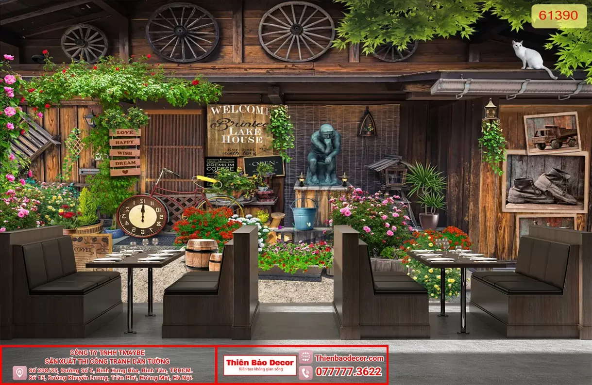 Tranh dán tường quán cafe : 5 bí quyết chọn tranh dán tường cafe để thu hút khách hàng