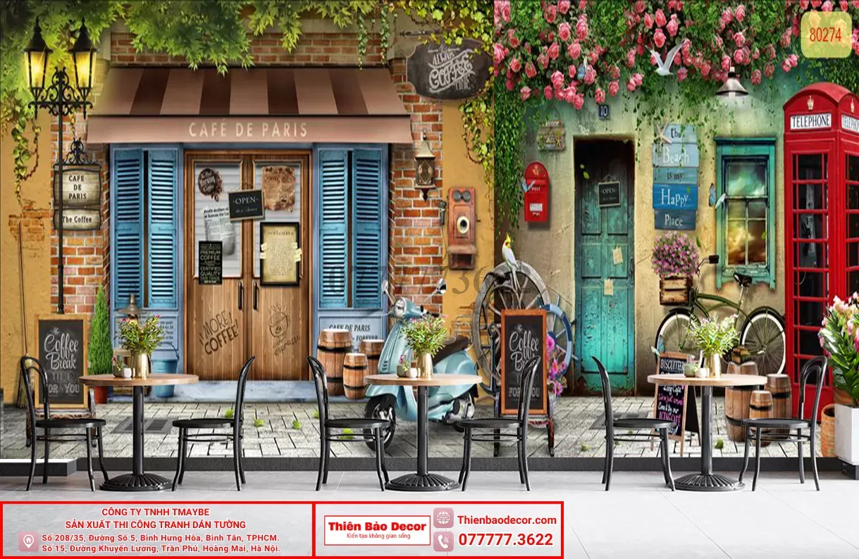 Tranh dán tường quán cafe : 5 bí quyết chọn tranh dán tường cafe để thu hút khách hàng