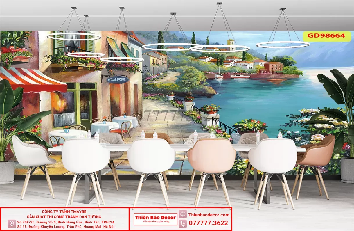 Tranh dán tường quán cafe : 5 bí quyết chọn tranh dán tường cafe để thu hút khách hàng