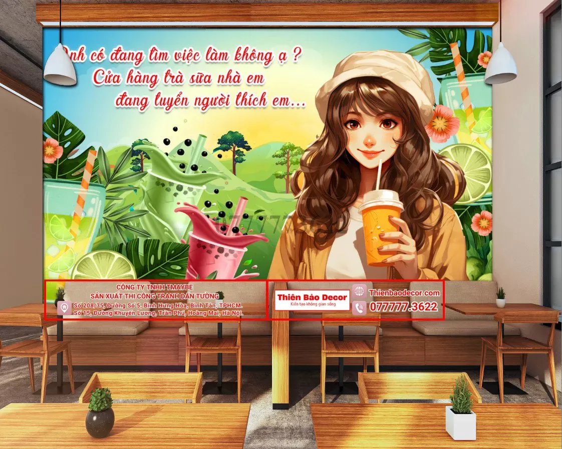 100+ Mẫu tranh dán tường 3d quán trà sữa hot nhất 2024 : Biến hóa không gian, thu hút khách hàng