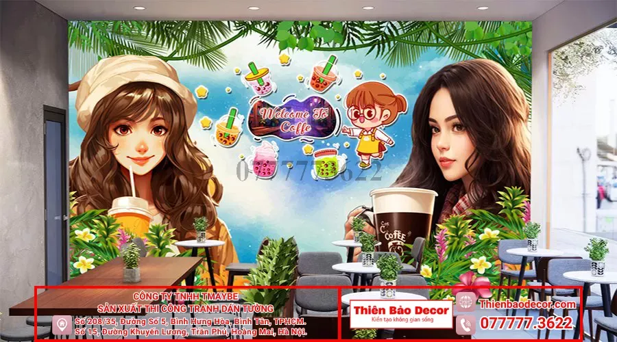 100+ Mẫu tranh dán tường 3d quán trà sữa hot nhất 2024 : Biến hóa không gian, thu hút khách hàng