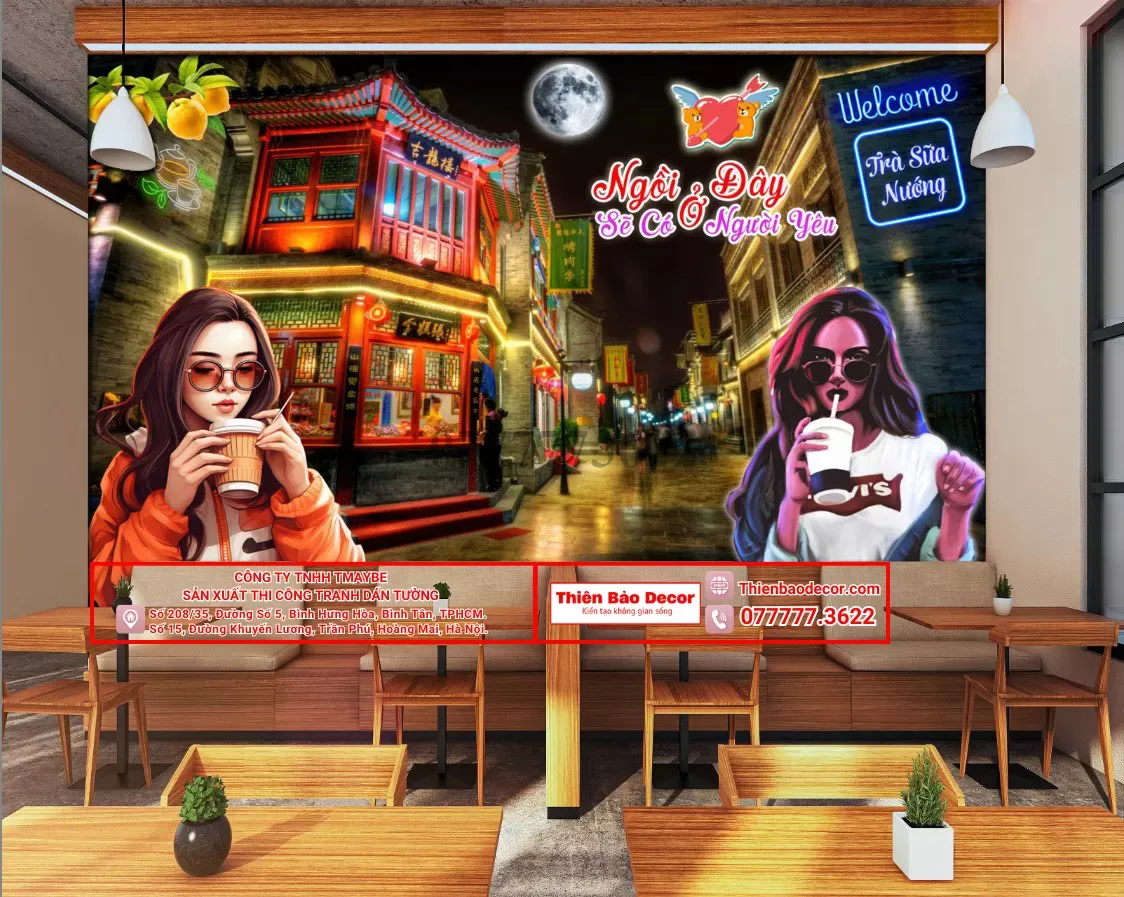 100+ Mẫu tranh dán tường 3d quán trà sữa hot nhất 2024 : Biến hóa không gian, thu hút khách hàng