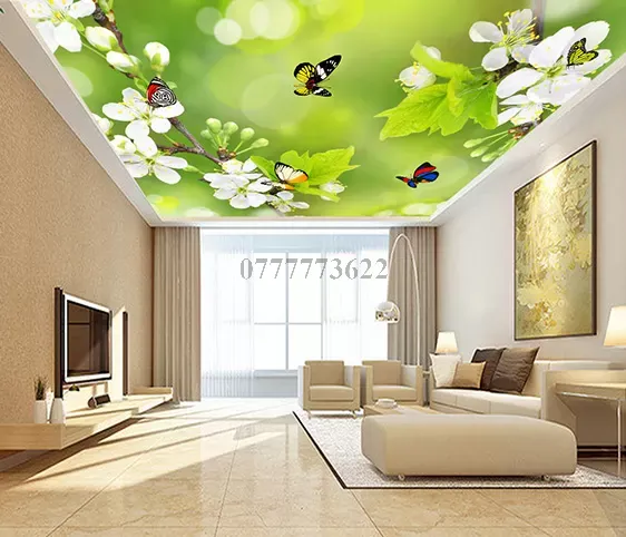 Hơn 20 mẫu tranh dán trần nhà đẹp nhất - trần phòng khách ...