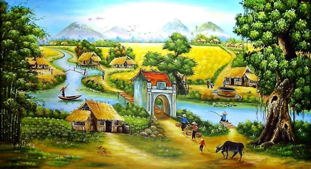 Tranh Dán Tường 3D Mẫu Tranh Đồng Quê Hiện Đại Trang Trí ...