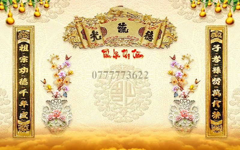 30+ Mẫu Tranh Dán Tường Bàn Thờ Gia Tiên Đẹp Nhất
